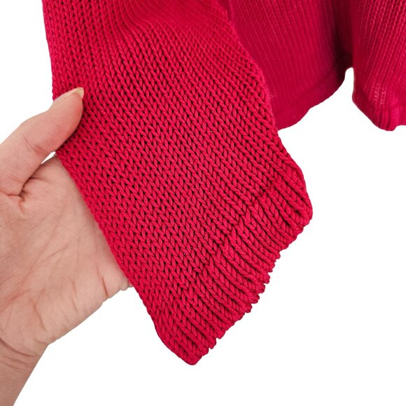 Eileen Fisher Red Knit Loose Fit Cotton Sweater Sz M - Picture 3 of 8